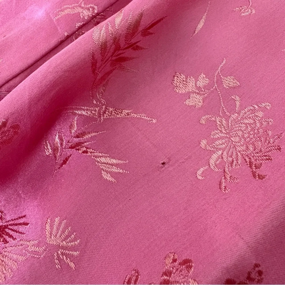 ESME Vintage Asian Oriental Embroidered Jacquard Long Silk Belted Kimono Robe M - Picture 15 of 16